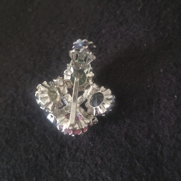 Vtg Multicolor Rhinestones Silver Tone Clip On Earrings By Gale - Picture 7 of 8